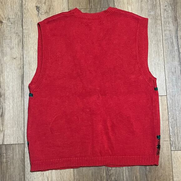Vtg Scottie Dog Red Knit Sweater Vest Sz L P Preppy Ugly Christmas Holiday Indie - Picture 5 of 7